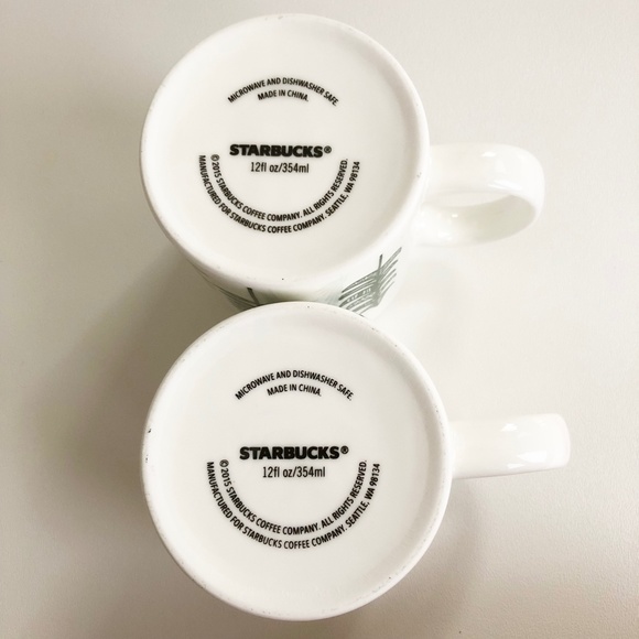 Set 2 Starbucks 2015 Christmas Tree Holiday Mug Pine Tree Coffee Cup - Picture 7 of 13